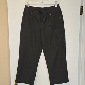 St. John's Bay Active Dark Gray Lightweight Cropped Cargo Pants Women's Size S